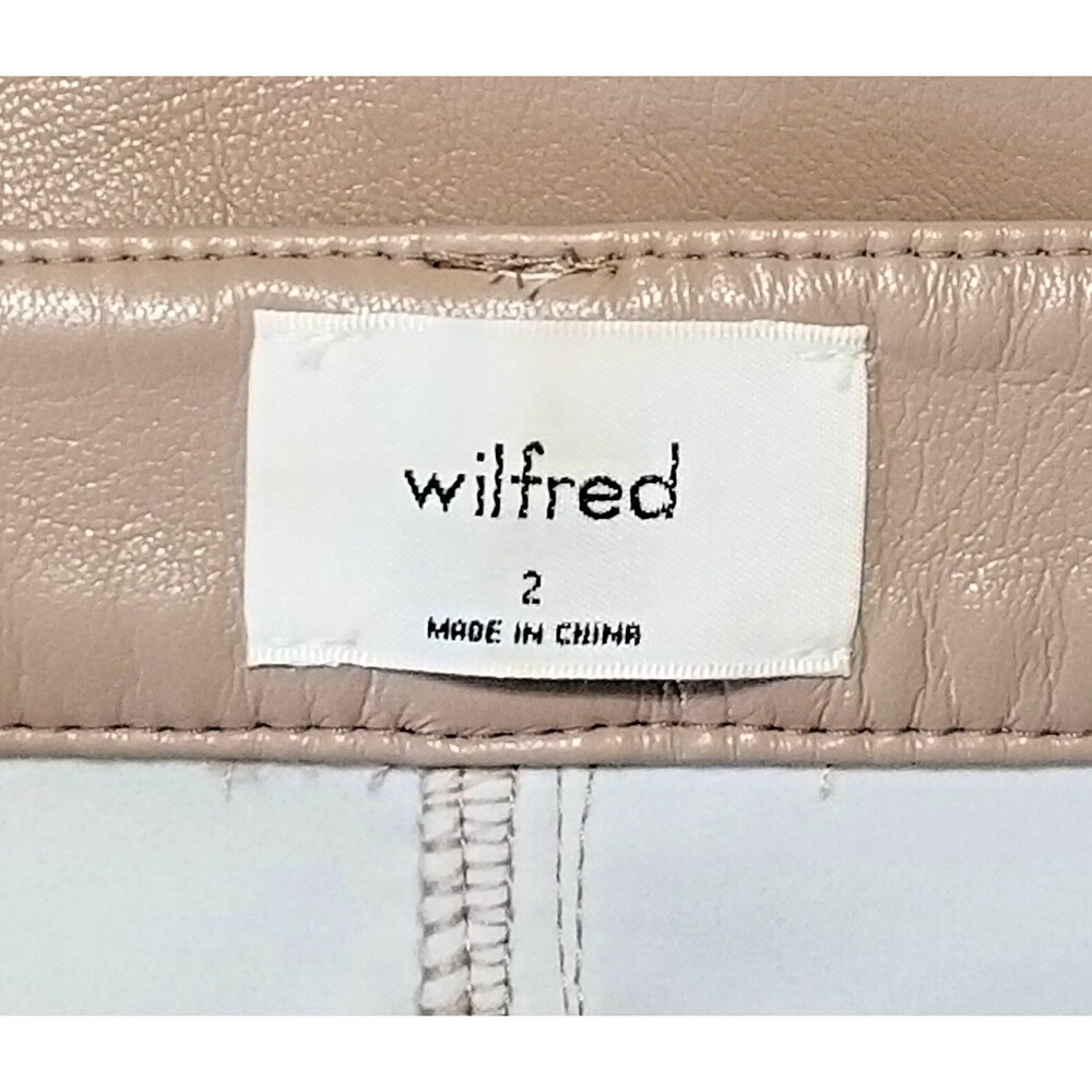 WILFRED Melina Pant High Waisted Tan Vegan Leather Pants Sz 2 Aritzia - Picture 3 of 10